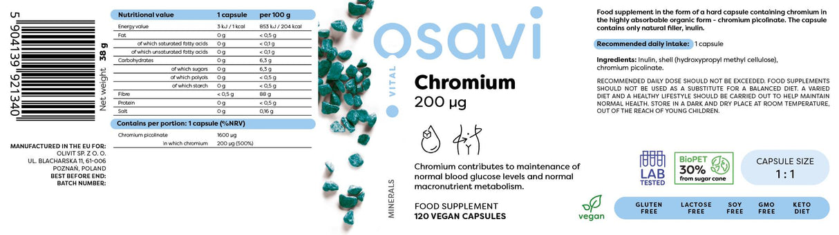 Cromo Picolinato 200 mcg - 120 capsule