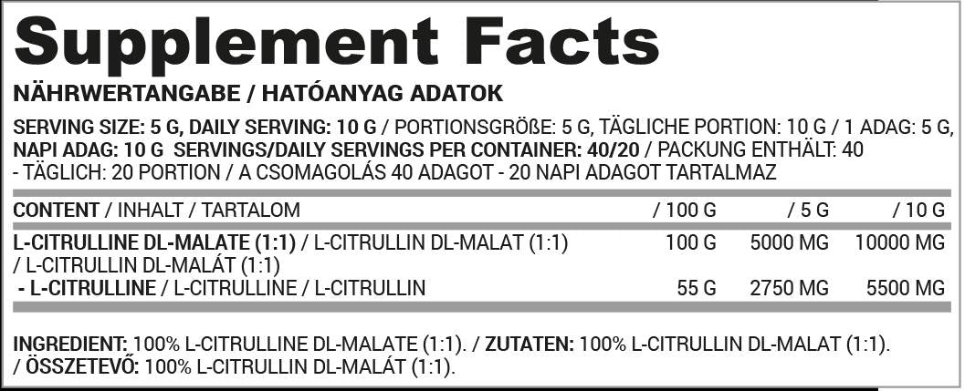 Polvere di malato di citrullina | Puro al 100% - 200 grammi