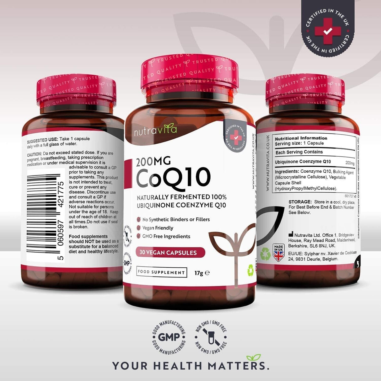CoQ10 200 mg (Ubiquinone) /120 capsule, 120 giorni/ <tc>Nutravita</tc>