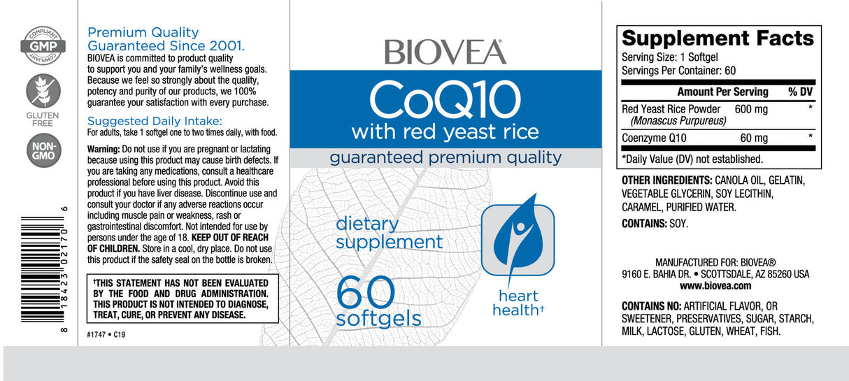 CoQ10 60 mg & Riso rosso fermentato/60 capsule molli
