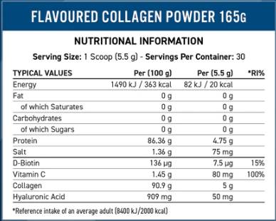 Polvere di collagene | con acido ialuronico & Vitamina C - 165 grammi