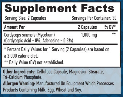 Cordyceps 500 mg/60 V capsule.