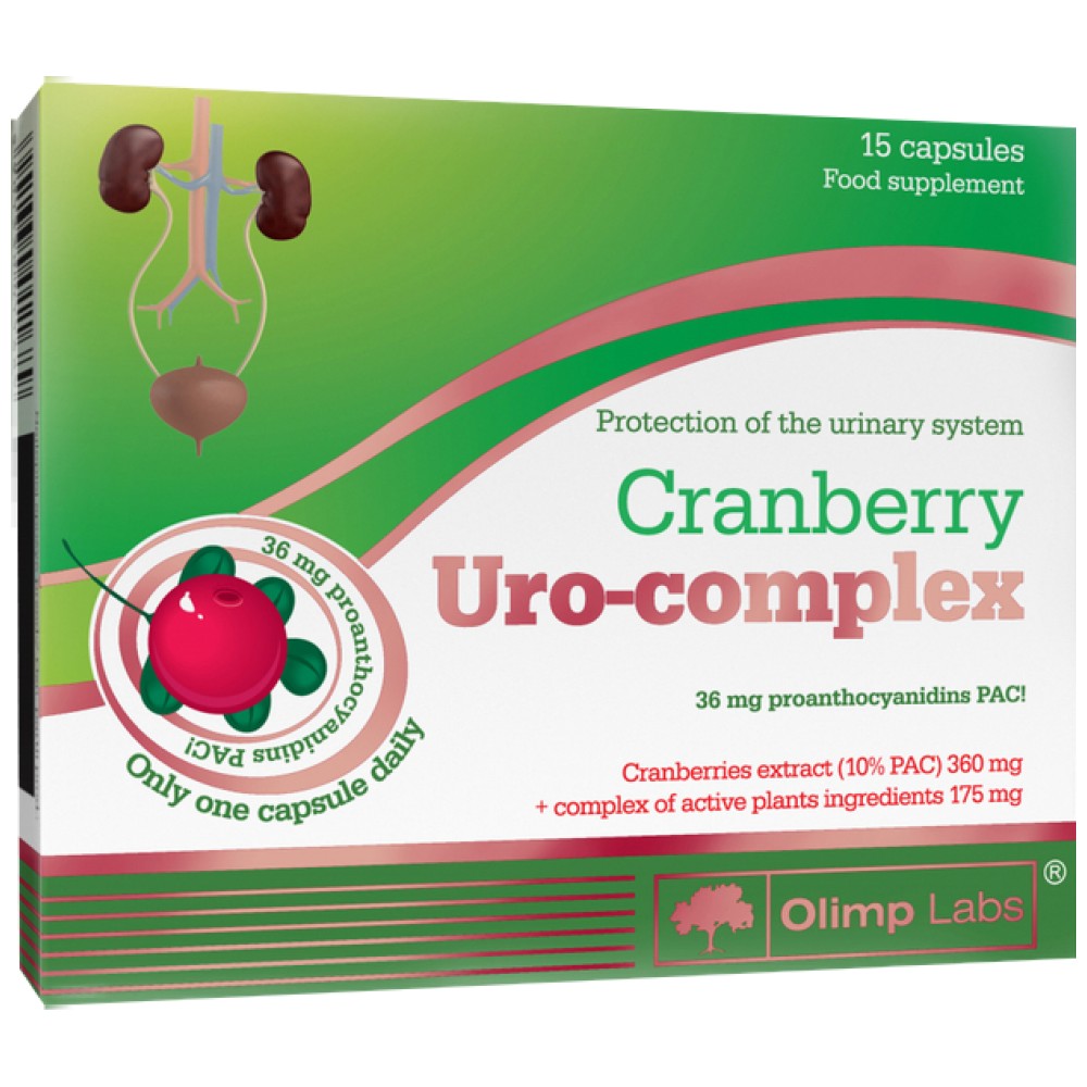Complesso di uro di mirtillo rosso - 15 capsule
