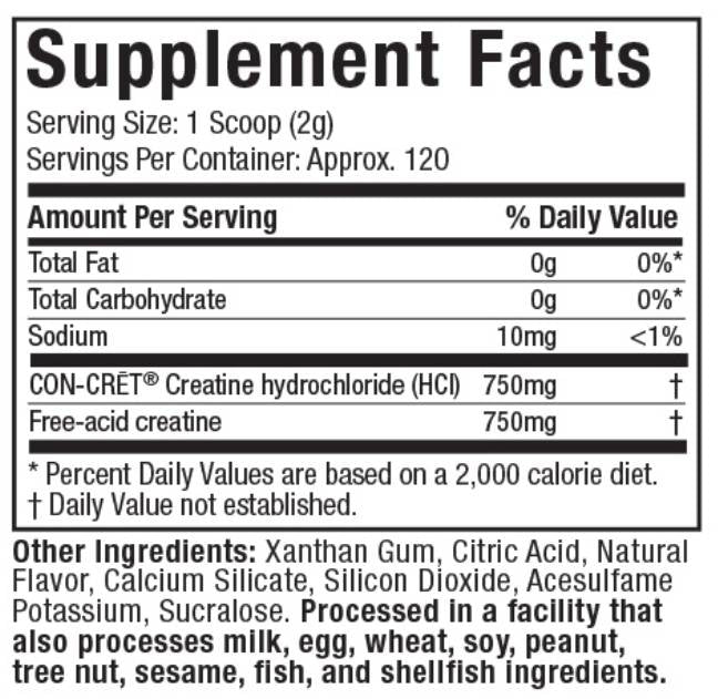 Creator® | Creatina HCl + Creatina di acidi liberi - 235 grammi