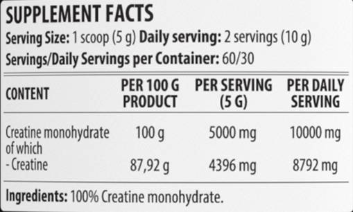 Creatina monoidrato | Polvere pura al 100% - 300 grammi