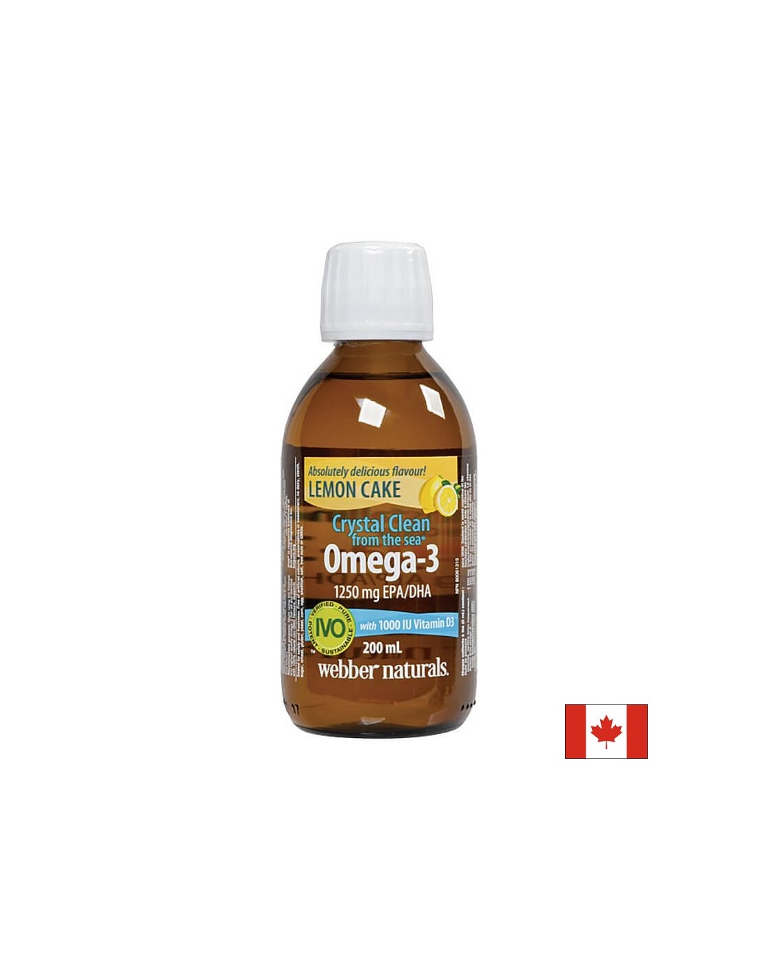 Crystal Clean from the sea® Omega-3 1250 mg (EPA/DHA 750/500) - Omega-3 + vitamina D3 1000 UI, 200 ml <tc>Webber Naturals</tc>