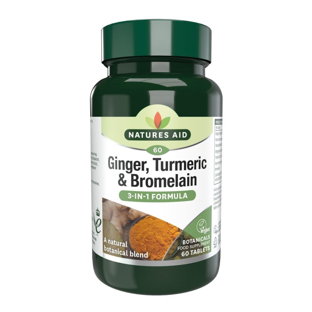 Zenzero, Curcuma & Bromelina 60 compresse NaturesAid