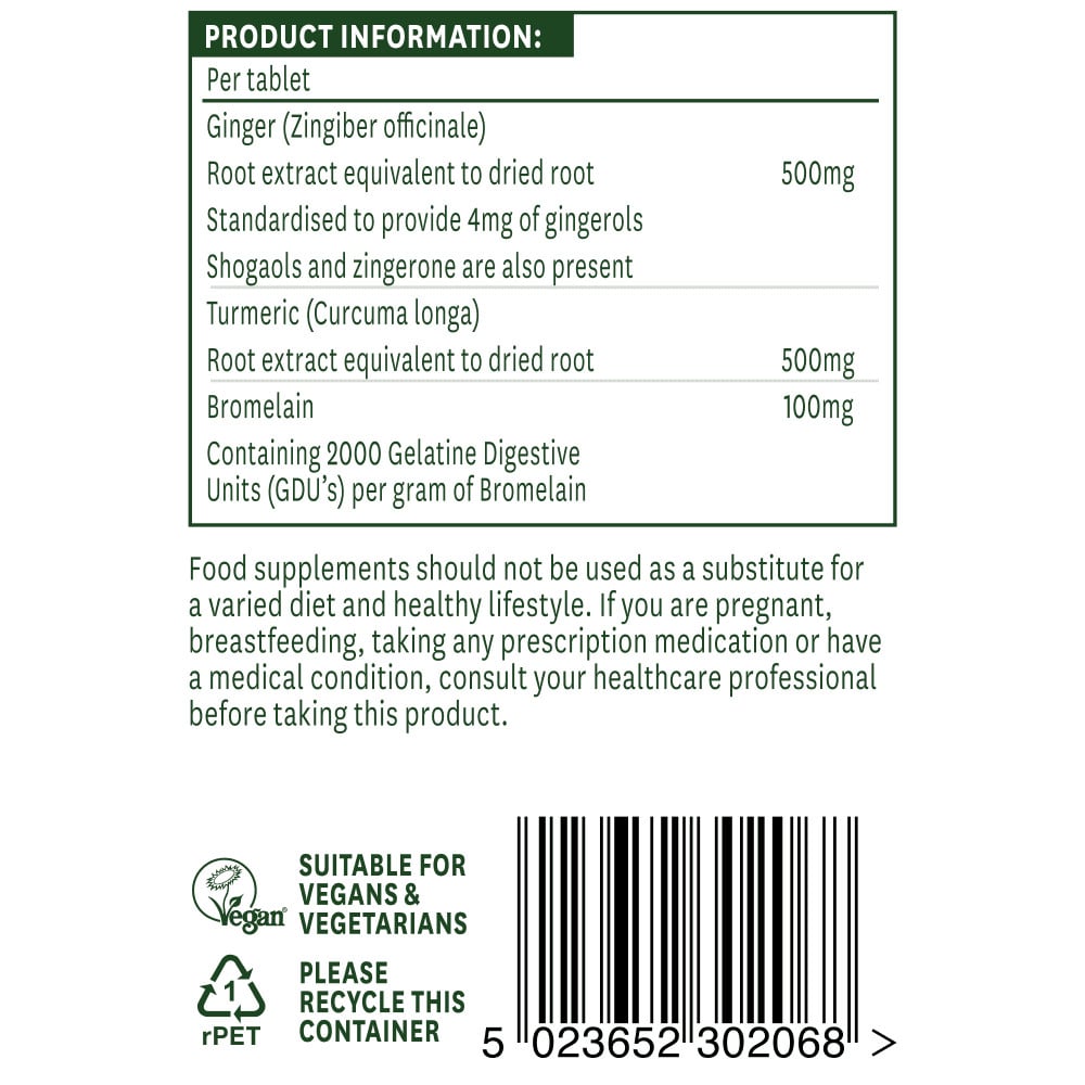 Zenzero, Curcuma & Bromelina 60 compresse NaturesAid