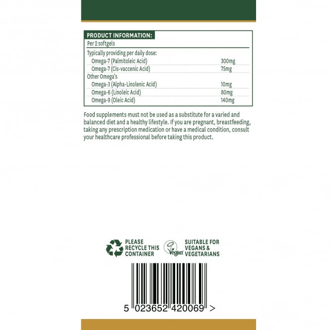Olio di olivello spinoso (Omega-3-6-7-9) (Olio di olivello spinoso) 500mg 60 capsule molli NaturesAid
