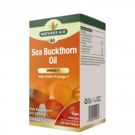 Olio di olivello spinoso (Omega-3-6-7-9) (Olio di olivello spinoso) 500mg 60 capsule molli NaturesAid