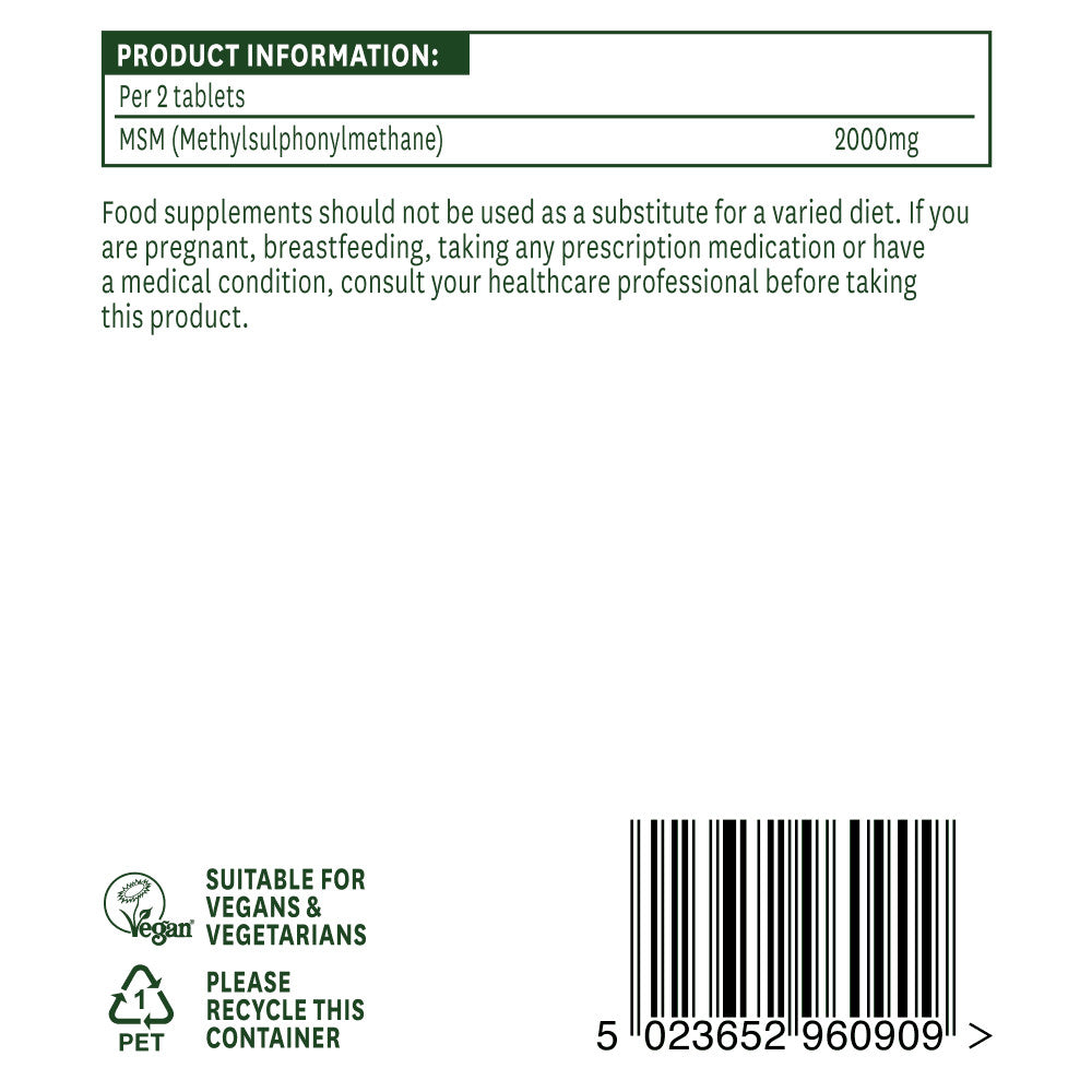 Metilsulfonilmetano MSM (Metilsulfonilmetano MSM) 1000mg 90 compresse NaturesAid