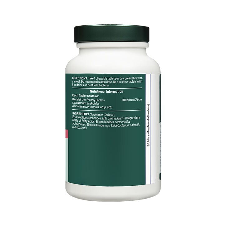 Probiotico con Acidophilus (Acidophilus masticabile alla fragola 1 miliardo) 1 miliardo. 120 compresse masticabili OLANDA & BARRETT