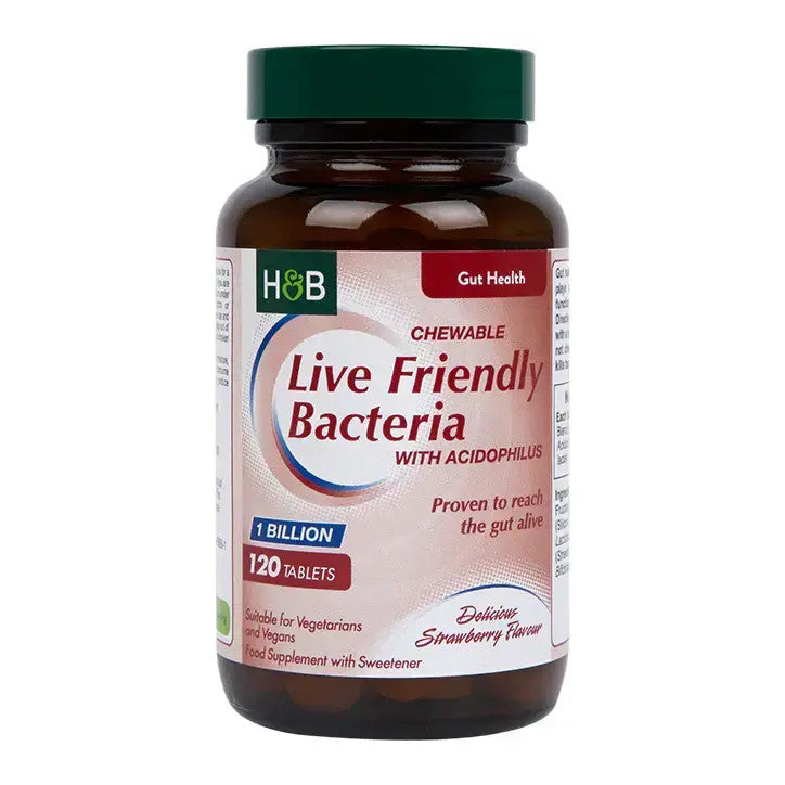 Probiotico con Acidophilus (Acidophilus masticabile alla fragola 1 miliardo) 1 miliardo. 120 compresse masticabili OLANDA & BARRETT