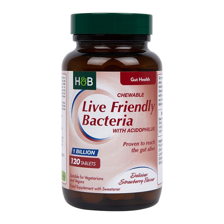 Probiotico con Acidophilus (Acidophilus masticabile alla fragola 1 miliardo) 1 miliardo. 120 compresse masticabili OLANDA & BARRETT