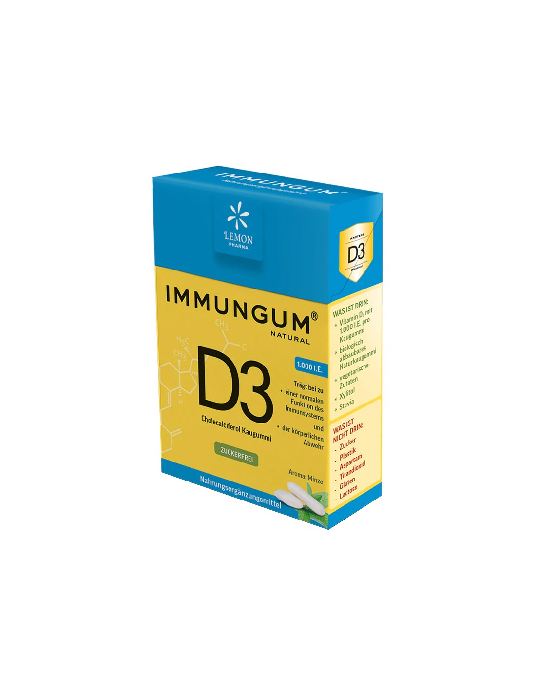 Gomma da masticare con vitamina D3 al gusto di menta - Immungum, 20 pezzi <tc>Lemon Pharma</tc>