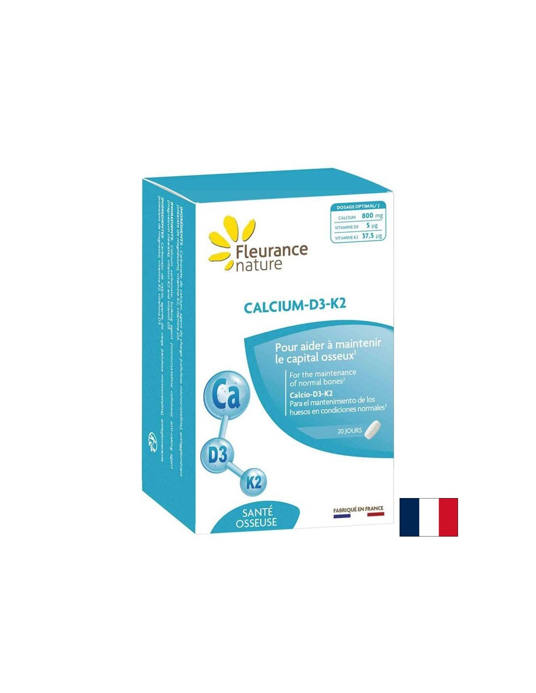 Supporta ossa e denti - Calcio + Vitamina D3, K2, 60 compresse