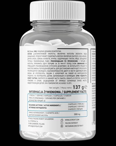 DAA 1000/Acido D-Aspartico 120 capsule