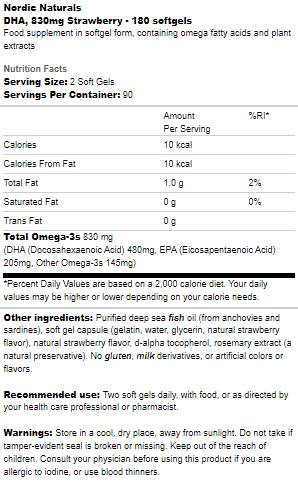 DHA 830 mg - 180 capsule gel