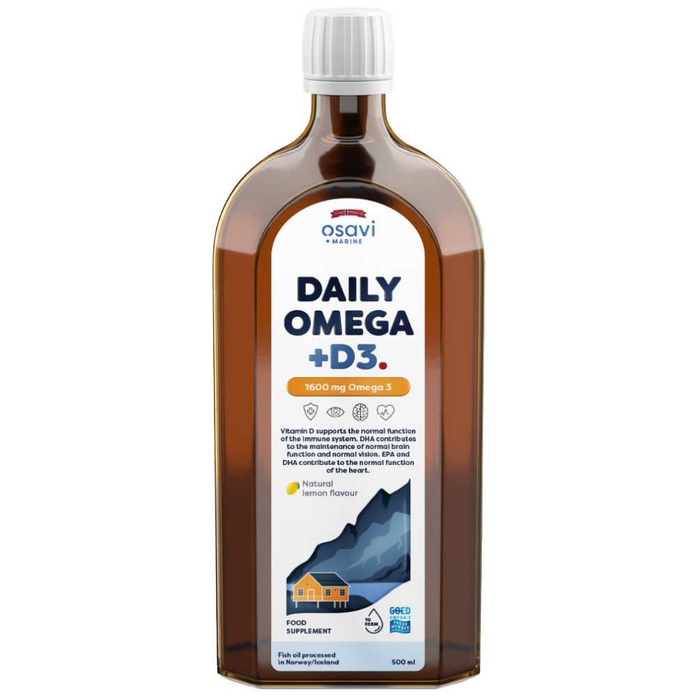 Liquido quotidiano Omega + D3 | Aroma Naturale al Limone - 500 ml