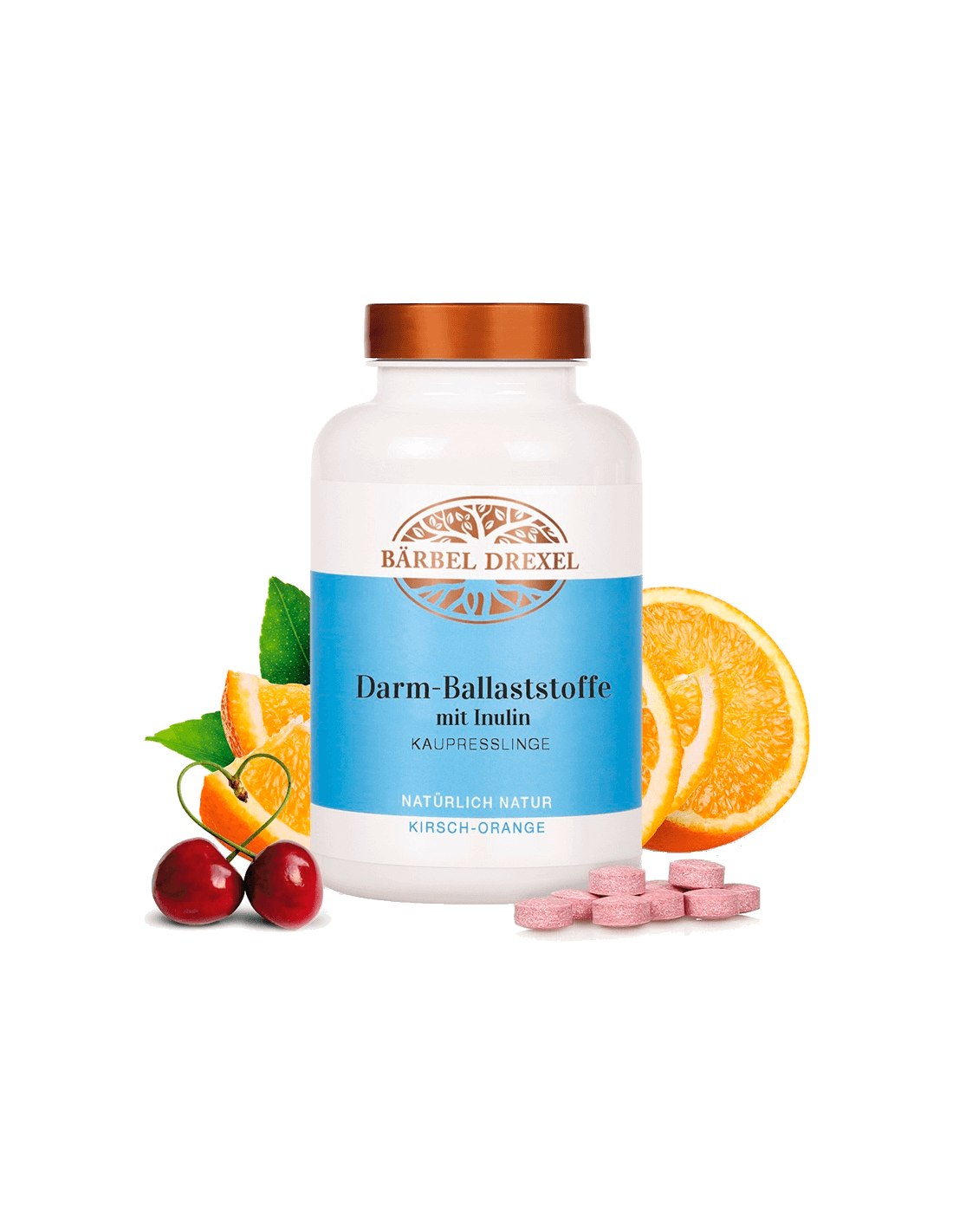 Darm Ballaststoffe mit Inulin/Fibre, 280 compresse masticabili al gusto di ciliegia e arancia <tc>Bärbel Drexel</tc>,