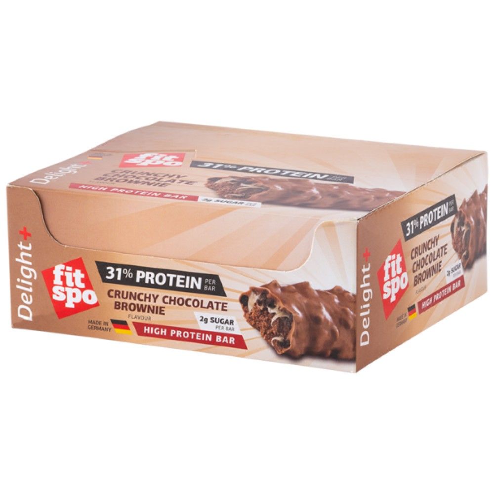 Delight+ Brownie al cioccolato con barretta proteica croccante - 12 x 60 grammi