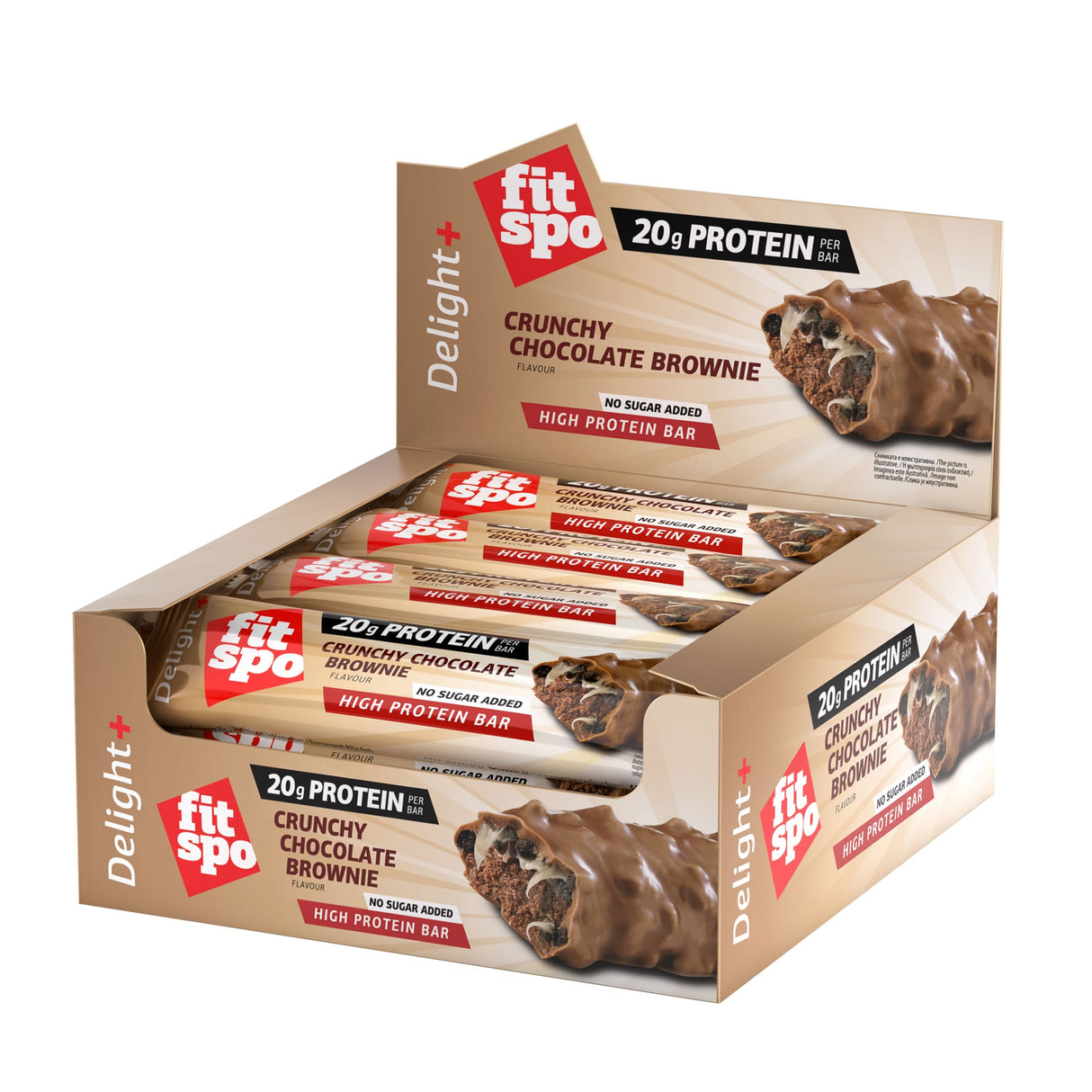 Delight+ Brownie al cioccolato con barretta proteica croccante - 12 x 60 grammi