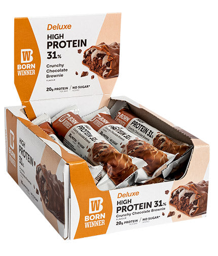Barretta Deluxe Crunchy ad alto contenuto proteico al 31% - 12 x 64 grammi