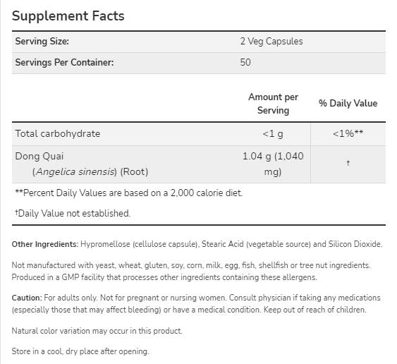 Dong Quai 520 mg - 100 capsule