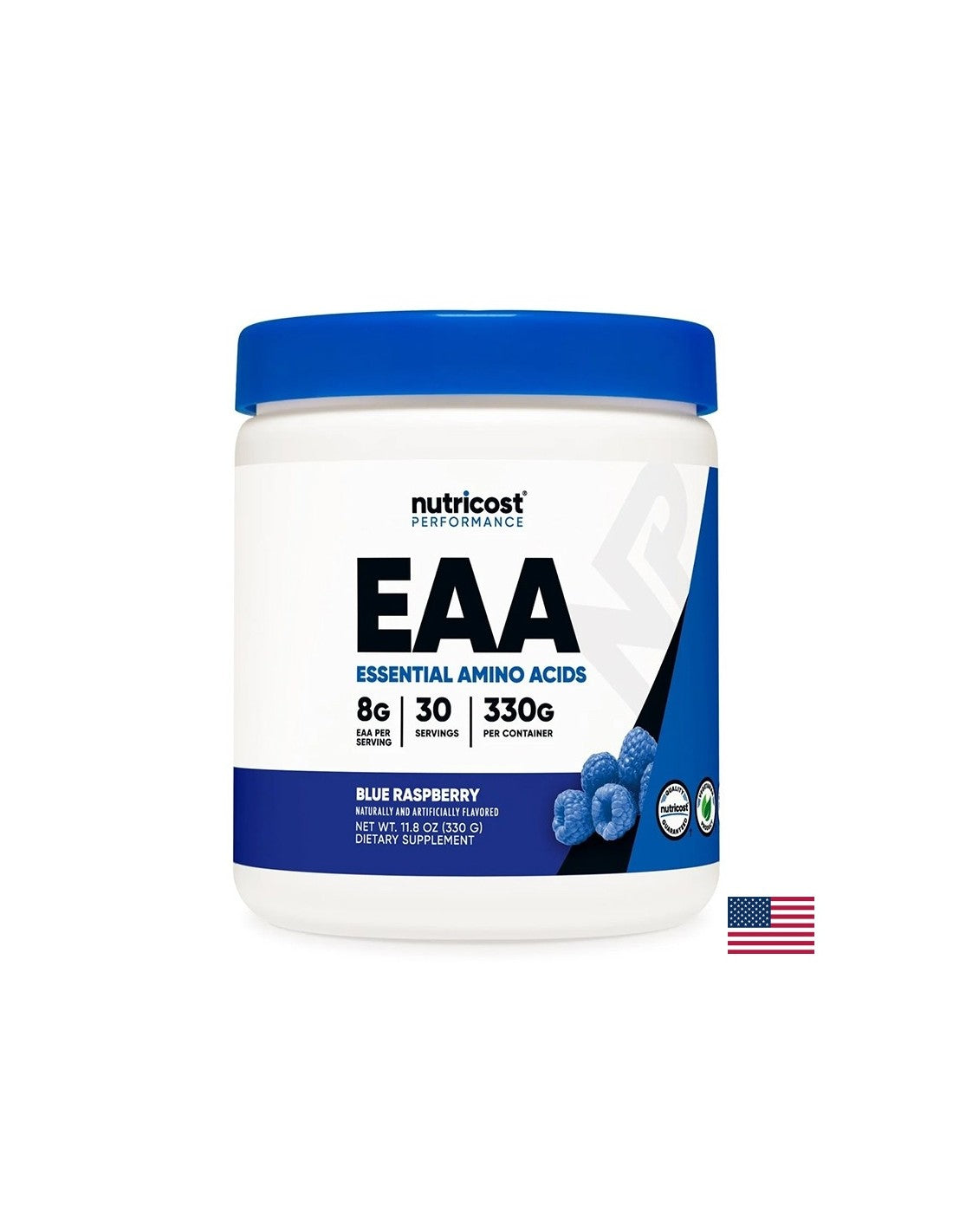 Forza muscolare e recupero - Aminoacidi essenziali EAA, 330 g di polvere, gusto lampone blu, 30 dosi