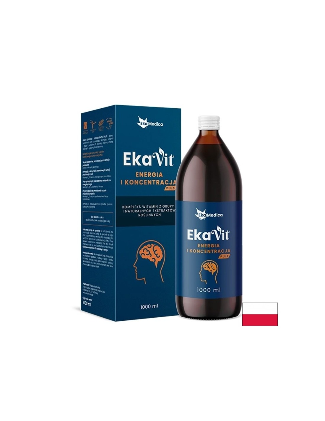 Vitamina liquida con estratti di erbe per energia e concentrazione - EkaVit, 1 litro, 20 dosi