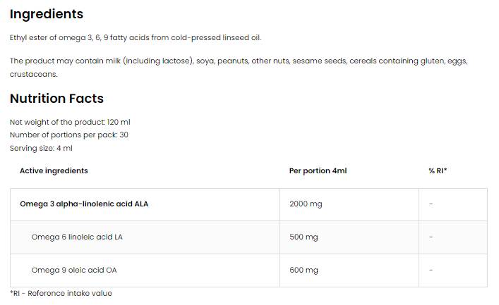 Elite Omega 3-6-9 Liquido | Vegetale 120 ml