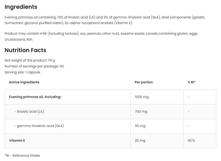 Olio di enotera 1000 mg 60 capsule di gel
