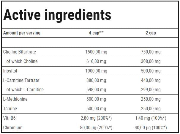 Trasportatore di grasso | Bruciatore di grasso lipotropico - 90 capsule