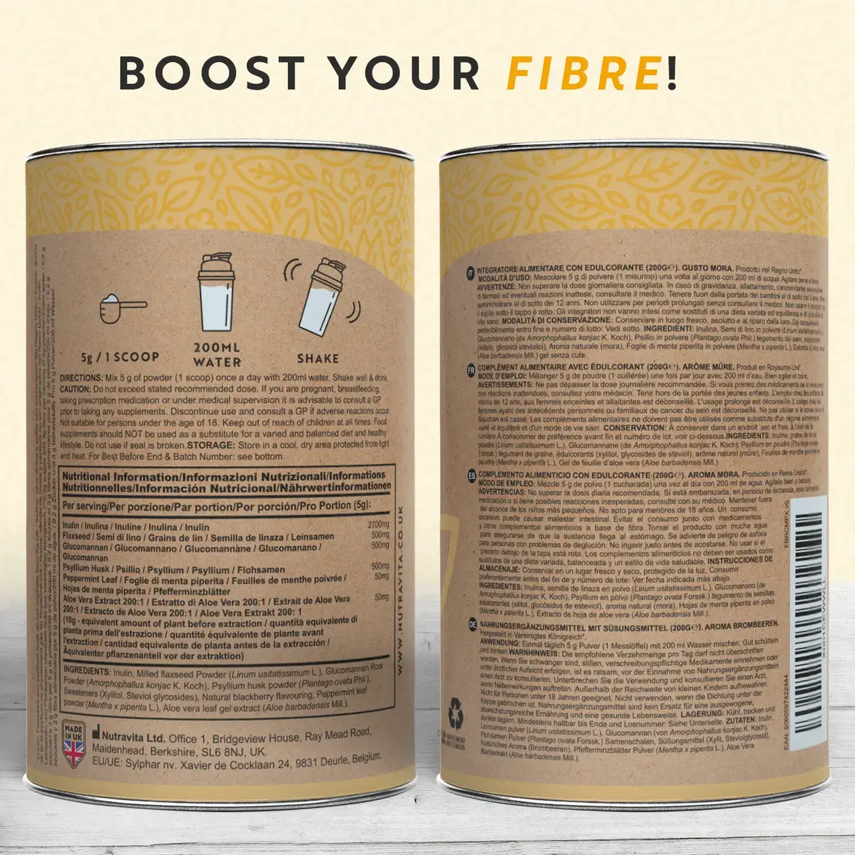 Polvere di fibre complesse - Gusto mora /200 g, 40 dosi/ <tc>Nutravita</tc>