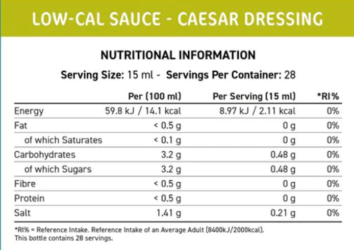 Salsa a basso contenuto calorico Fit Cuisine | Condimento Caesar - 425 ml