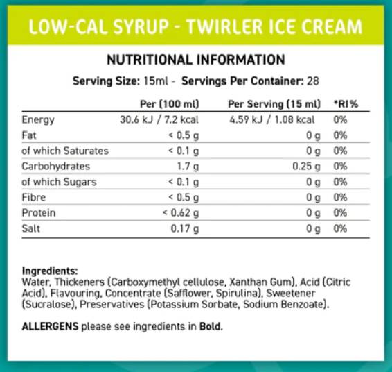 Sciroppo a basso contenuto calorico Fit Cuisine | Gelato Twirler - 425 ml