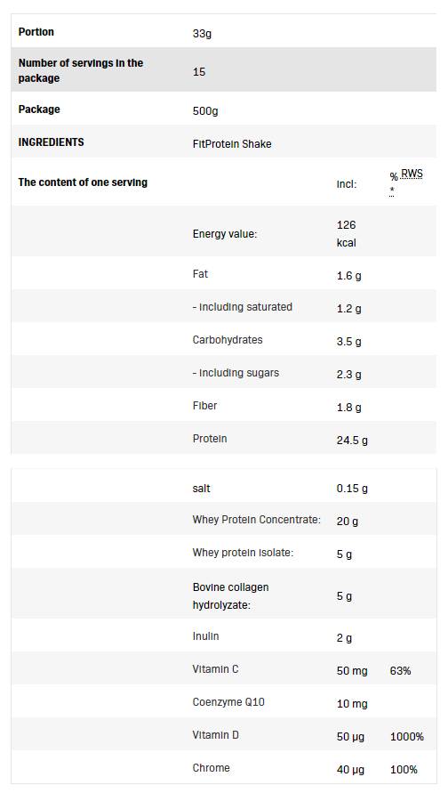 Frullato FitProtein | Proteine del siero di latte con collagene - 500 grammi