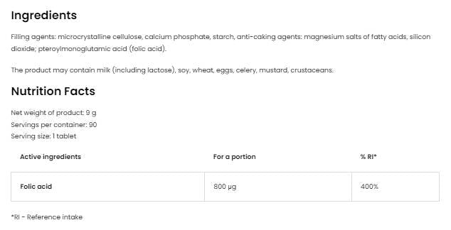 Acido Folico 800 mcg - 90 compresse