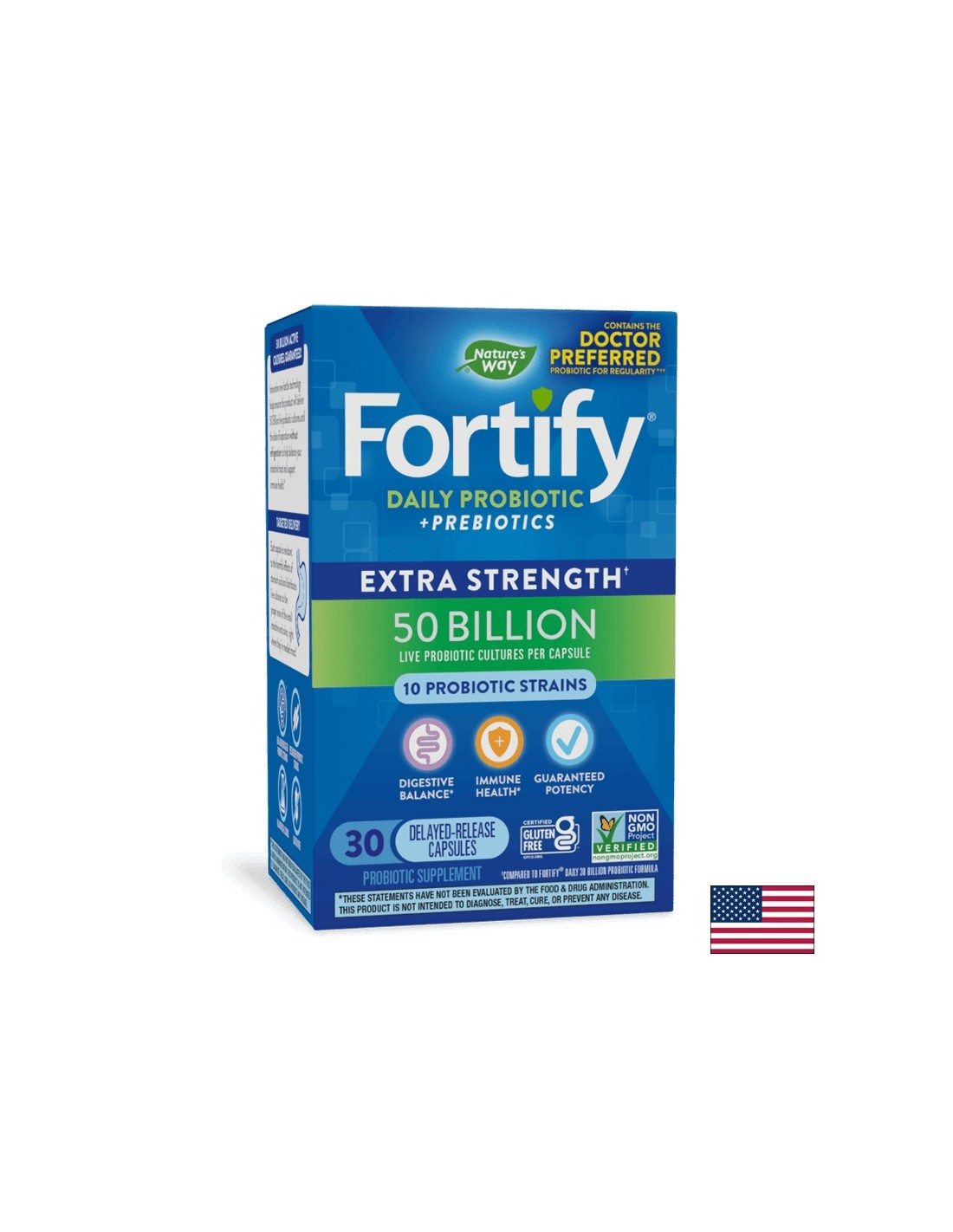 Probiotici + prebiotici - dosaggio elevato - Fortify Probiotic Extra Strength, 50 miliardi di probiotici attivi, 30 capsule