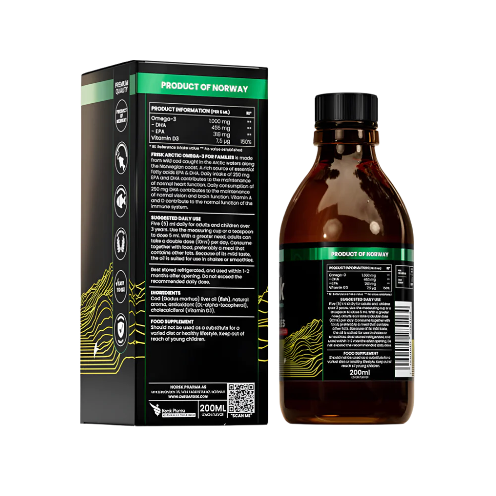 Liquido artico-liquido Omega-3-sapore al limone/100% di merluzzo selvatico dalla Norvegia-200 ml