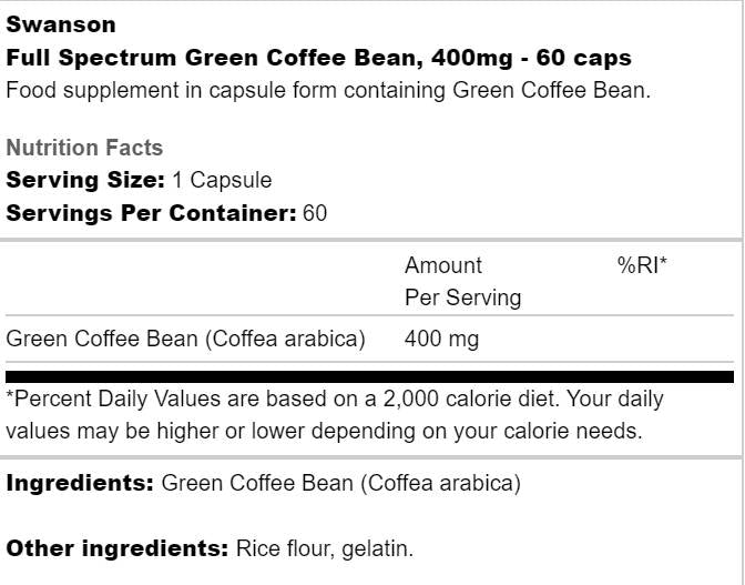 Chicco di caffè verde a spettro completo 400 mg 60 capsule