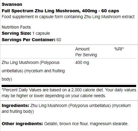Fungo Zhu Ling a spettro completo 400 mg 60 capsule