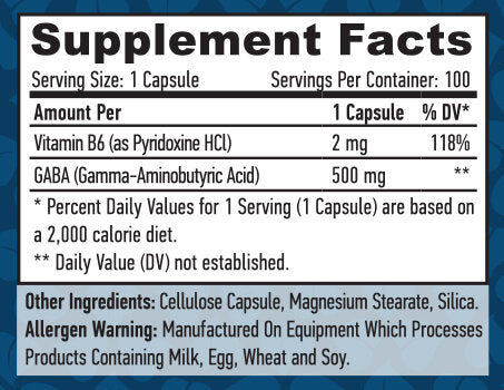 GABA + B-6/500 mg. /100 Vcaps