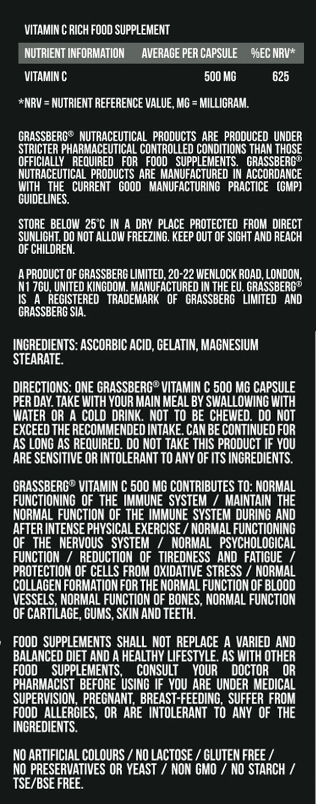 GRASSBERG Vitamina C 500mg/60 Capsule