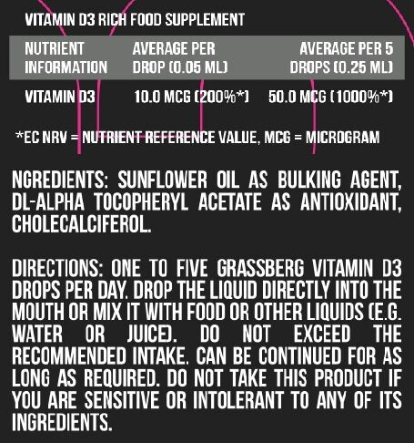 GRASSBERG Vitamina D3 Gocce 400 UI 50 ml