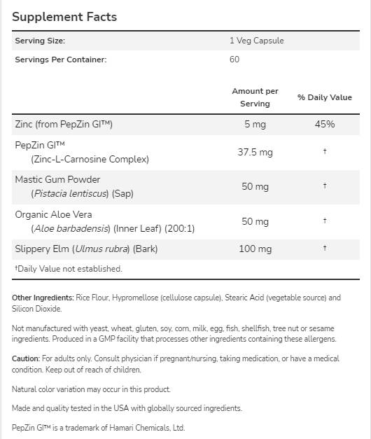 Gastro Comfort™ con PepZin GI™ - 60 capsule