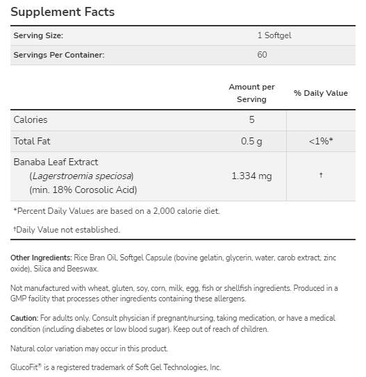 GlucoFit® | Estratto di foglie di banaba - 60 capsule di gel