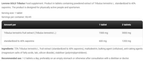 Tribulus d'oro 1500 mg - 90 Compresse
