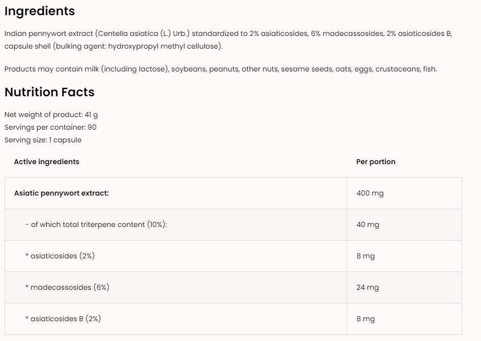 Centella asiatica 400 mg/Vege 90 capsule