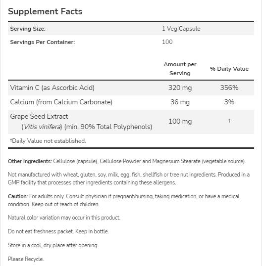 Semi d'Uva 100mg | Estratto standardizzato - 200 capsule
